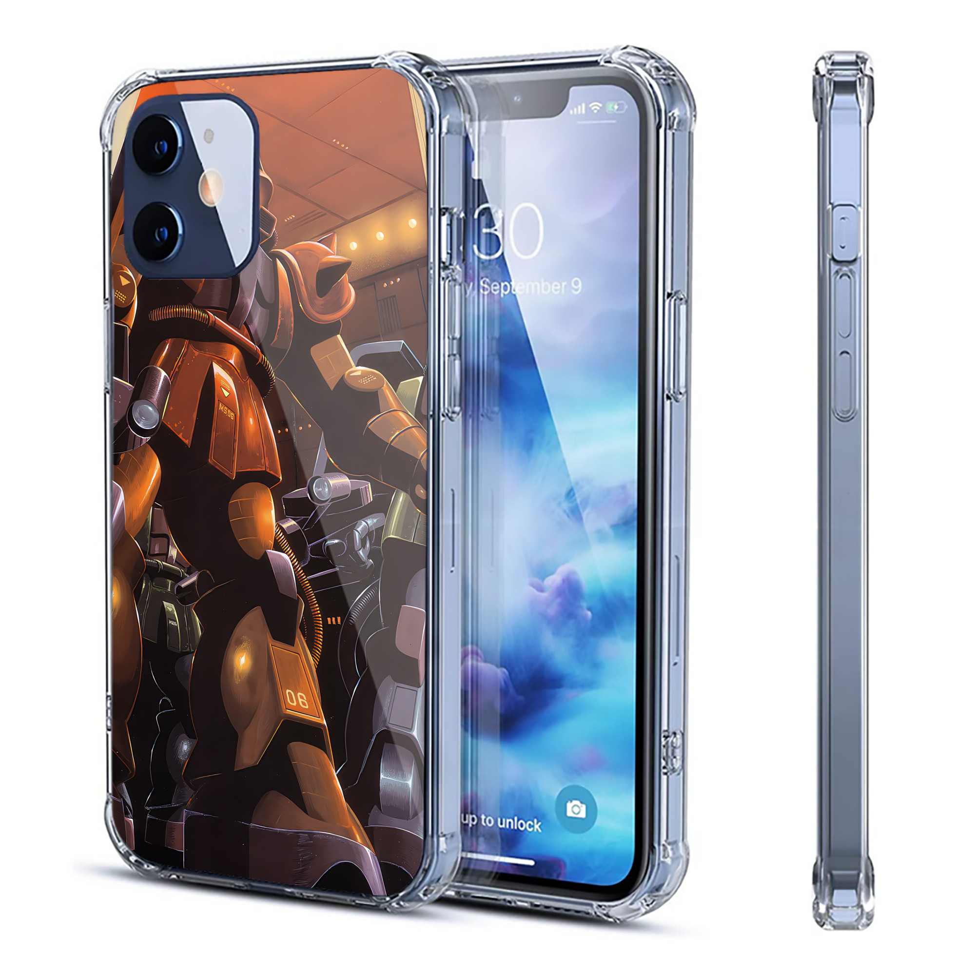 （画像用） 機動戦士ガンダム Mobile Suit Gundam 【iPhone 12シリーズ対応】透明スマホケース（クリアソフトケース）